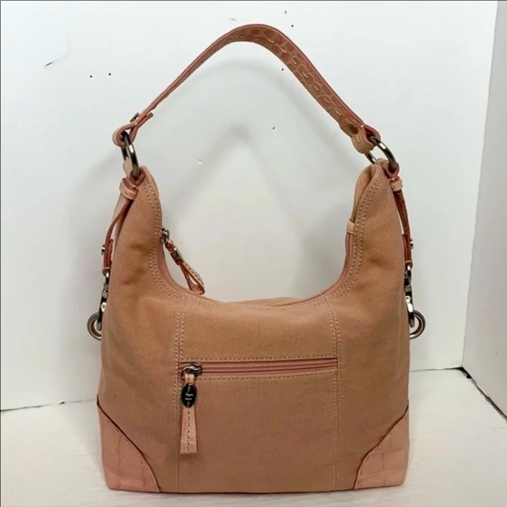 Donald J Pilner canvas and leather hobo